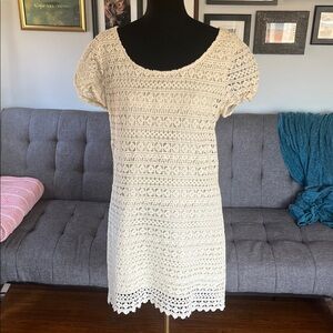 Anthropologie brand Staring at Stars cream colored crochet dress.  Size M